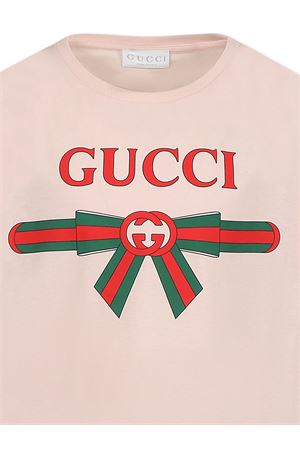 T-shirt Jersey di cotone rosa chiaro GUCCI KIDS | 610190XJG0K6341